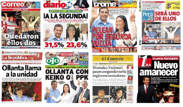 Diarios del día siguiente a las elecciones presidenciales.